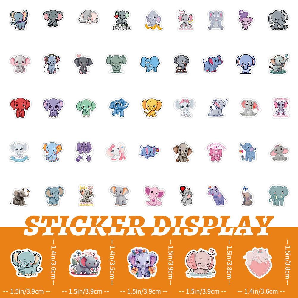 100 Colorful Elephant Stickers Decorate Luggage, Notebook, Scooter, Handbook, Children's Waterproof Stickers