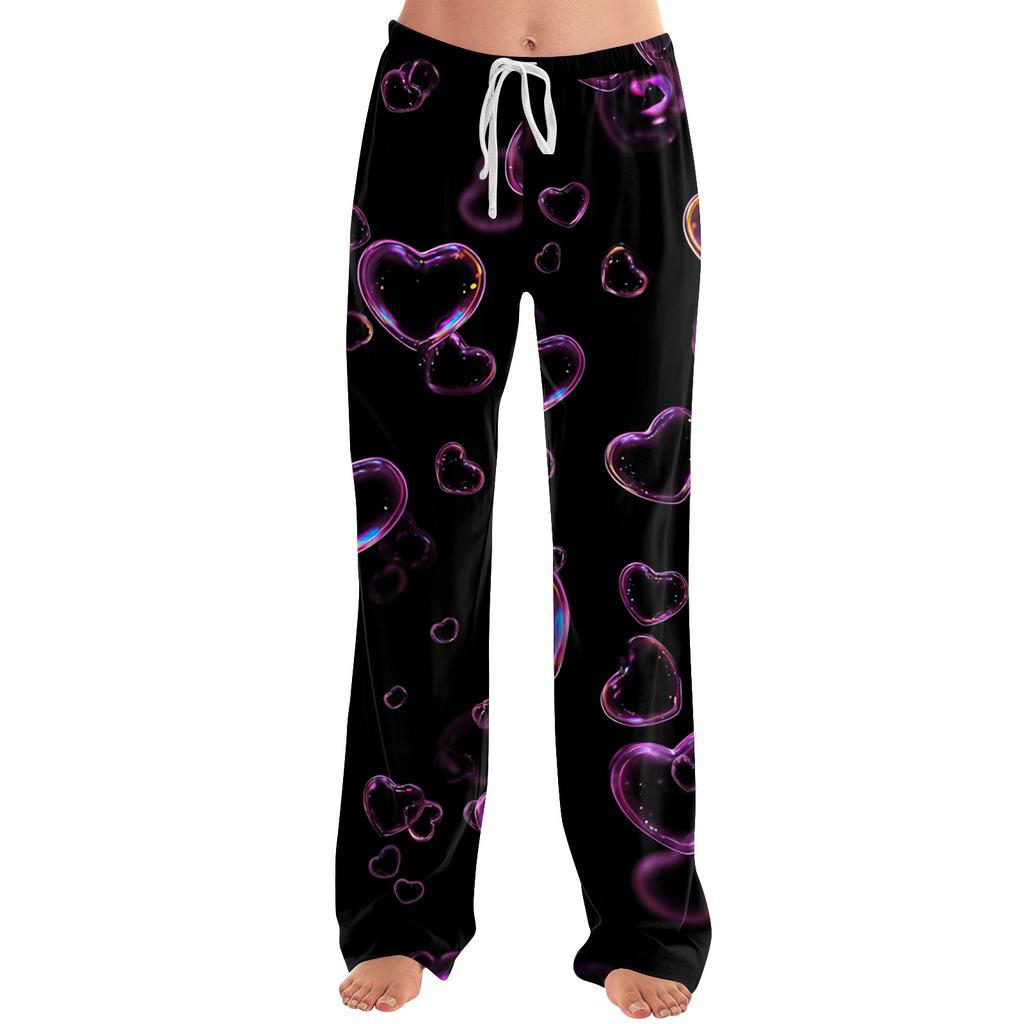 Women's Valentine's Day Heart,themed Casual Milk Silk Fleece Pants, Sleep Pants, Home Pants