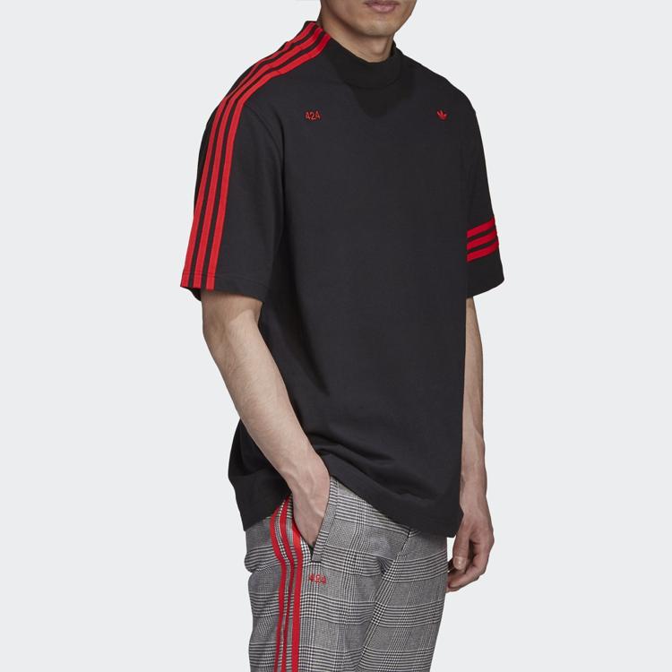 Adidas Originals Trefoil X 424 R.Y.V. Ribbed Collar Loose Short Sleeve Tee Men Tops Black FS6236