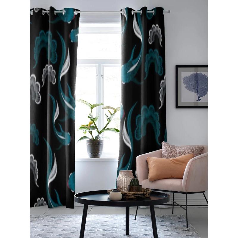 Красивые этнические занавески с изображением рыбы кои для детской комнаты — фото 4