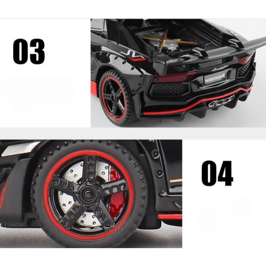 Car Model 1/32 Aventador SVJ LamborghinILP700 Convertible Alloy Sports Car Sound and Light Pull Back Toy Car Gifts for Boy