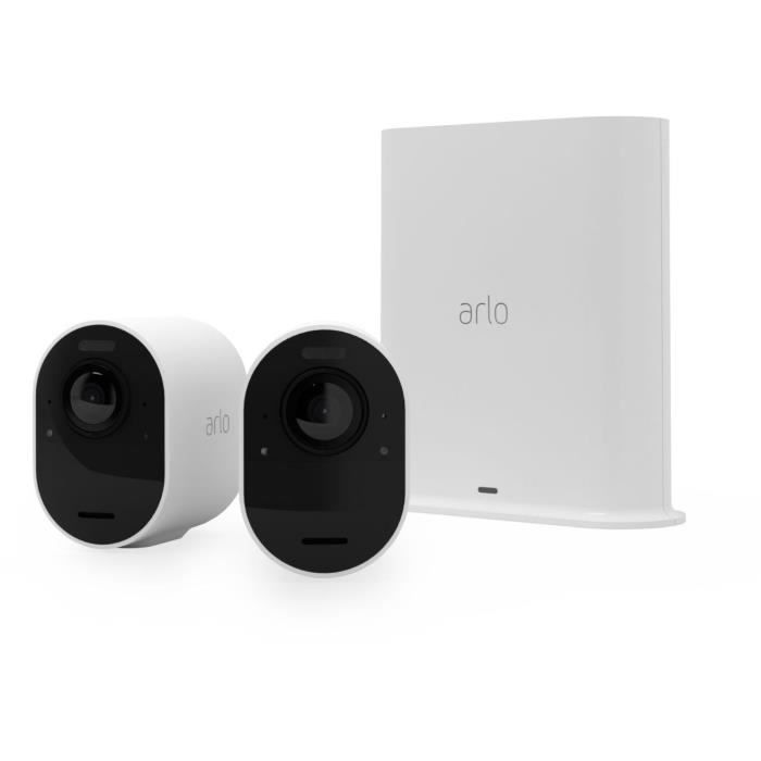Arlo Ultra 2 - Pack de 2 caméras de surveillance Wifi sans fil - Blanc - 4K - Batterie de 6 mois - Champ de vision à 180°