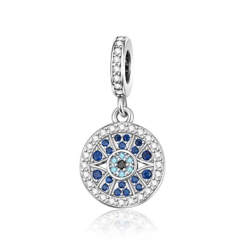 Original Copper Blue Evil Eyes Charms Ring Earrings Bead Palm Pendants Fit Bracelet Necklace Jewelry Gift