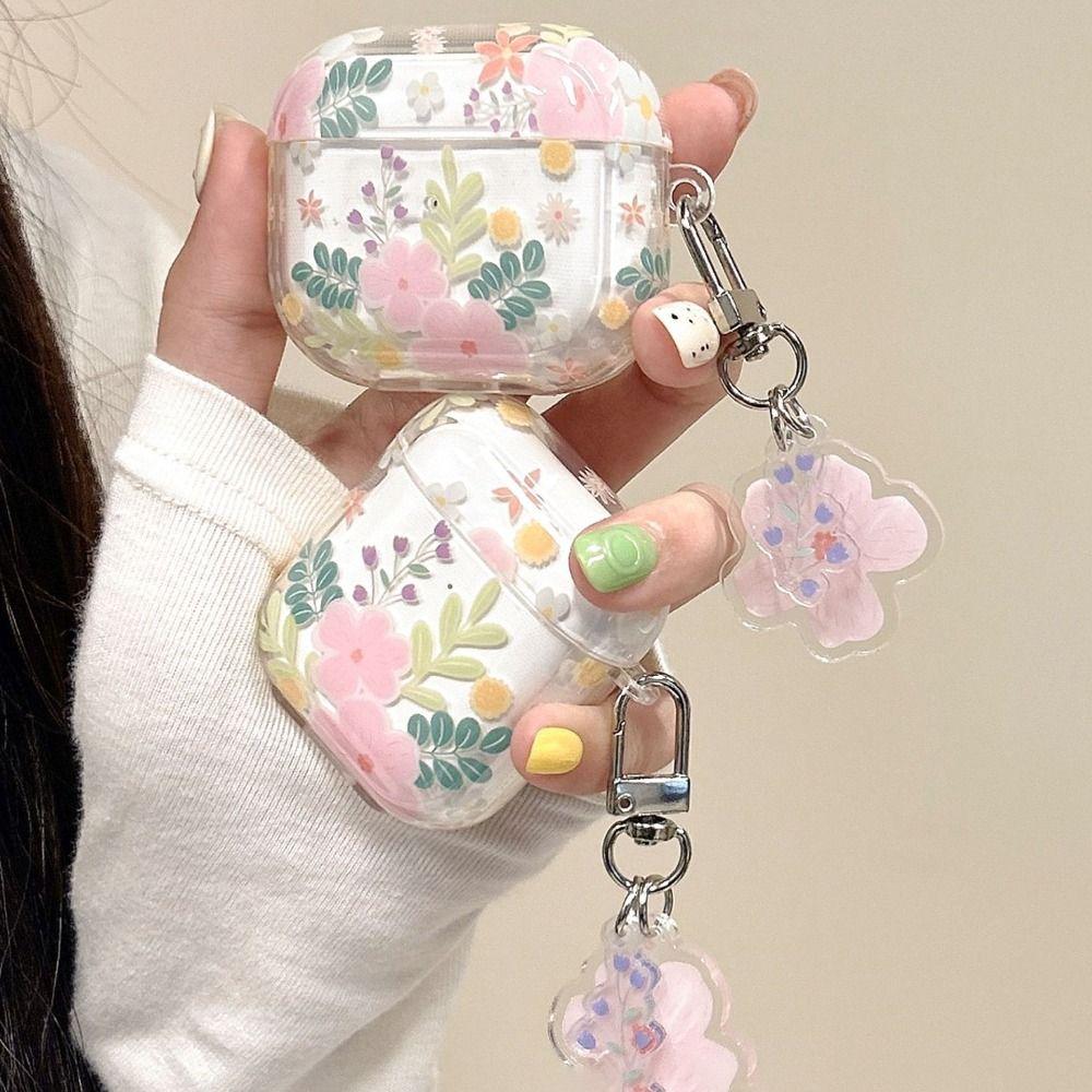 Soft Material Wireless Bluetooth Case Clear Green Knot Heart Design AirPods Case Cover Flower Pattern for AirPods 1/2/3/4/Pro 2