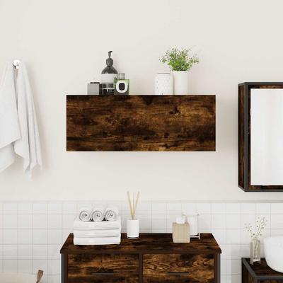 Bathroom Wall Cabinet Smoked Oak 80 X 25 X 30 Cm Particleboard