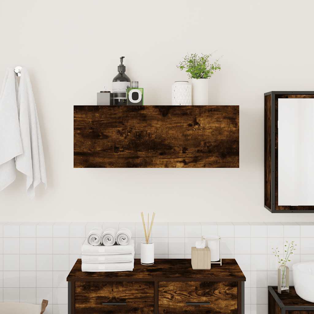 Bathroom Wall Cabinet Smoked Oak 80 x 25 x 30 cm Particleboard