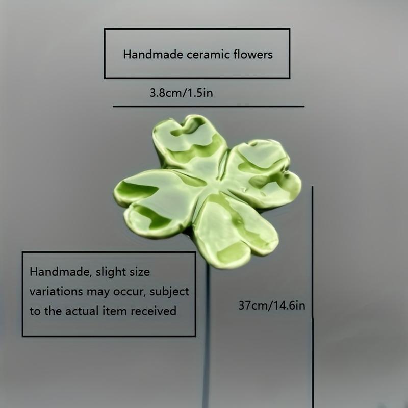 10/20/40pcs Handcrafted Ceramic Four-Leaf Clover Good Luck Hope Faith Love Ceramic Flower Never Fade Eternal for Home Decoration