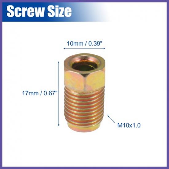 10 Pcs M10x1.0 Threads Car Brake Line Fittings for 3/16" Steel Brake Line Tubing
