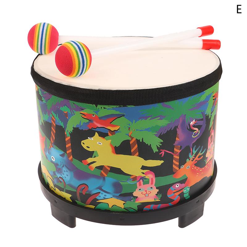 8 Inch Floor Drum With 2 Drum Mallets Preschool Toys Beat Instrument Ground Drum Percussion For Kids Christmas Birthday Gift