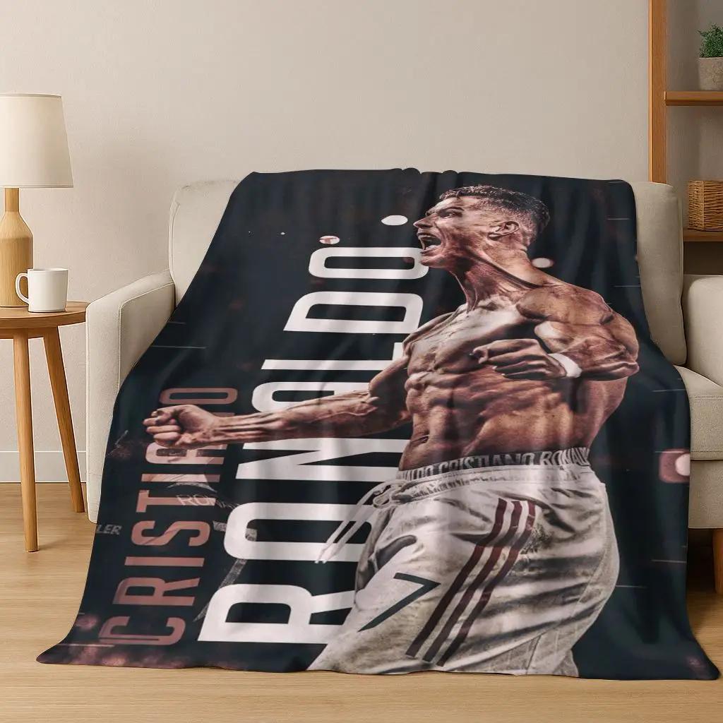 3D Goat Football Star R-Ronaldo Cartoon Art Flannel Blanket,Cozy Soft Throw Blanket for Home Bedroom Bed Sofa Picnic Cover Kid