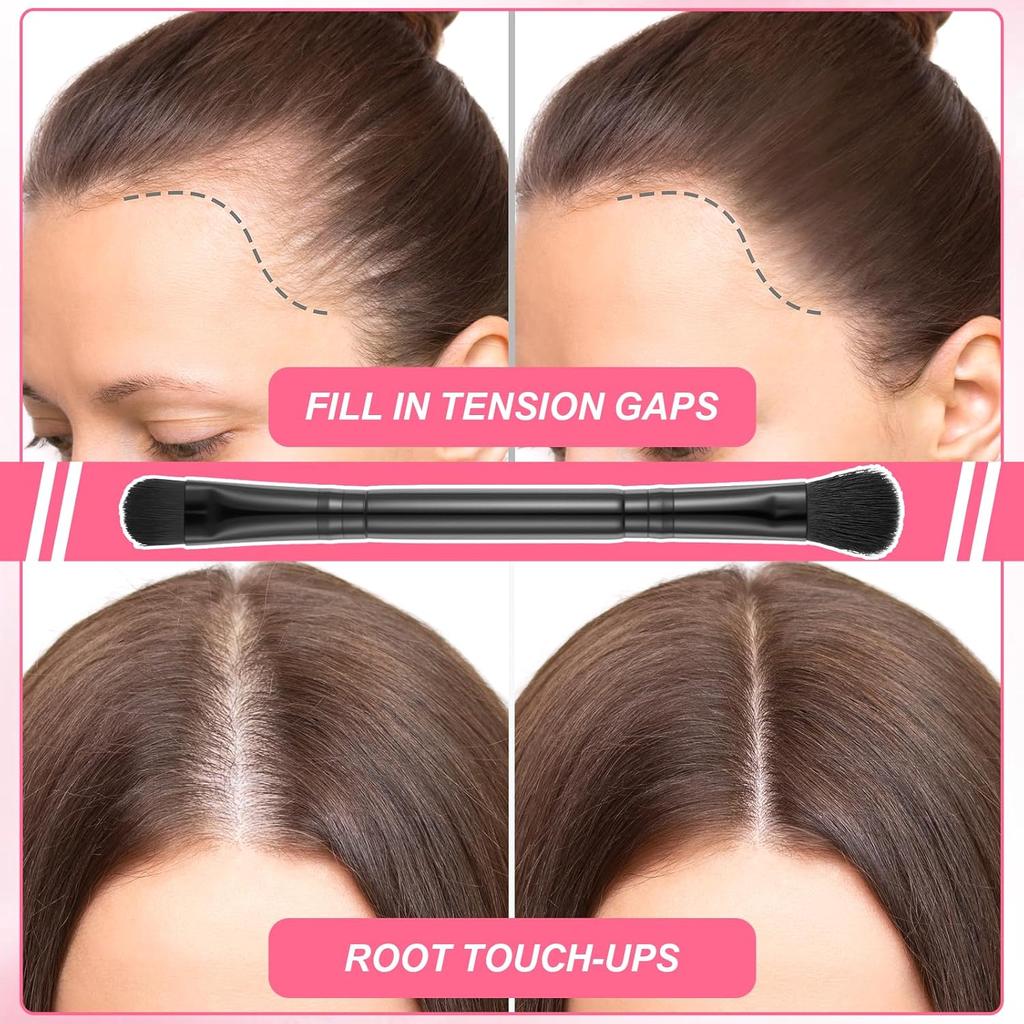 2 Pcs Dual Ended Hairline Brushes, Hairline Concealer Brush Set with Sponge Tip and Soft Bristles for Covering Hair Root Travel Makeup Brush Set for