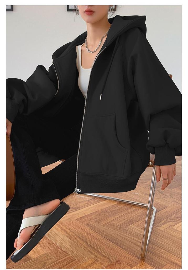 Hongshan Women's High-End European Style Loose Hoodie Cardigan for Spring/Autumn