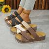 European and American Large Size 2025 New Women's Shoes, Fashionable Beach Platform Women's Slippers, Casual Slope Heel Women's Shoes Tide