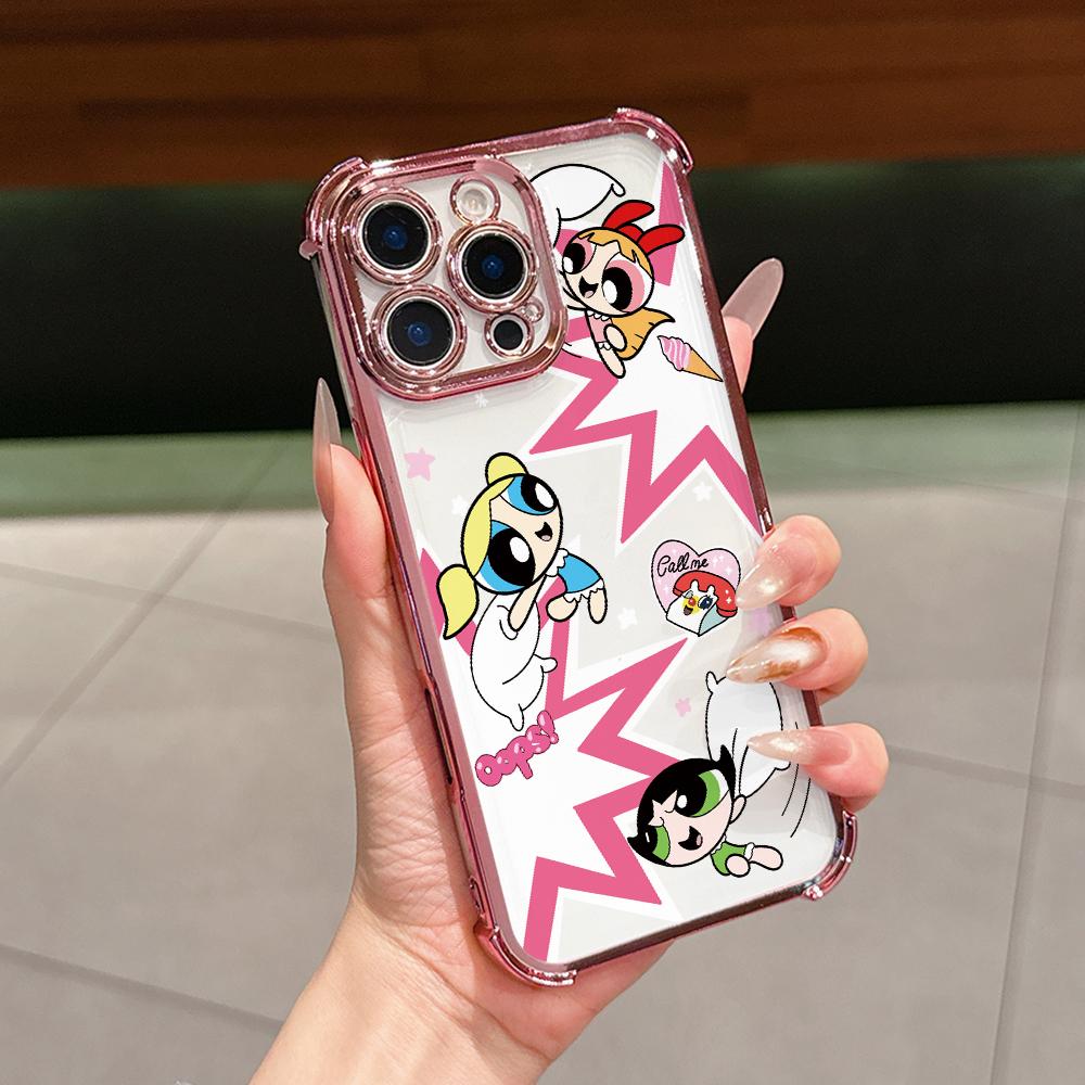 

Cool Girl P-Powerpuffs Phone Case for Samsung Galaxy A57 A56 A55 A54 A53 A52 A37 A36 A16 A06 4G 5G Anti-drop Transparent Cover Galaxy A32 5G
