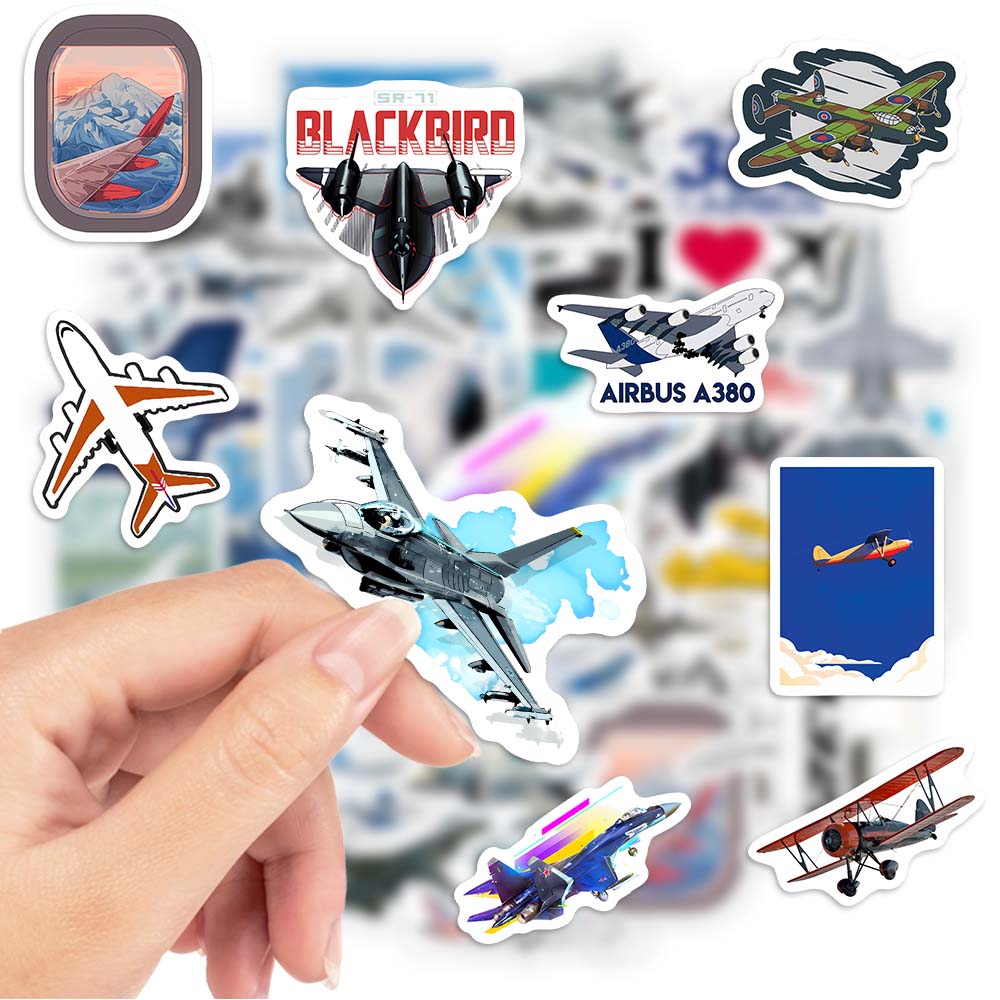 Airplane Fighter Aircraft Stickers Airliner DIY Kids Gift Toy Decal for Laptop Scrapbook Phone Bottles Luggage Bags Waterproof