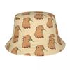 Harajuku Capybara Pattern Bucket Hats Unisex Packable Outdoor Kawaii Animal Fishing Cap Summer Beach Hatwear Bob
