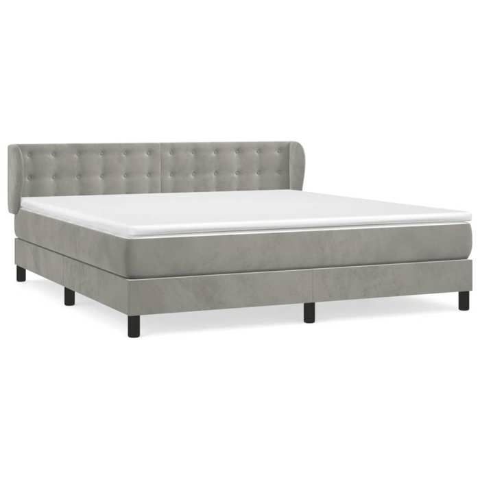 Maison Exclusive - Sommier à lattes de lit et matelas Gris clair 160x200cm Velours