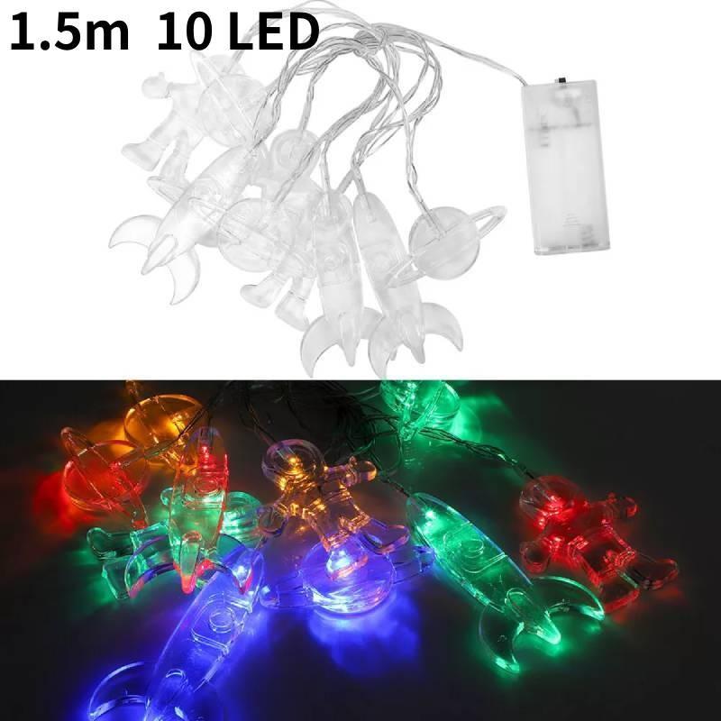 String Lights Led Spaceman Rocket Planet Hanging Lamp Kids Bedroom Gifts Decor