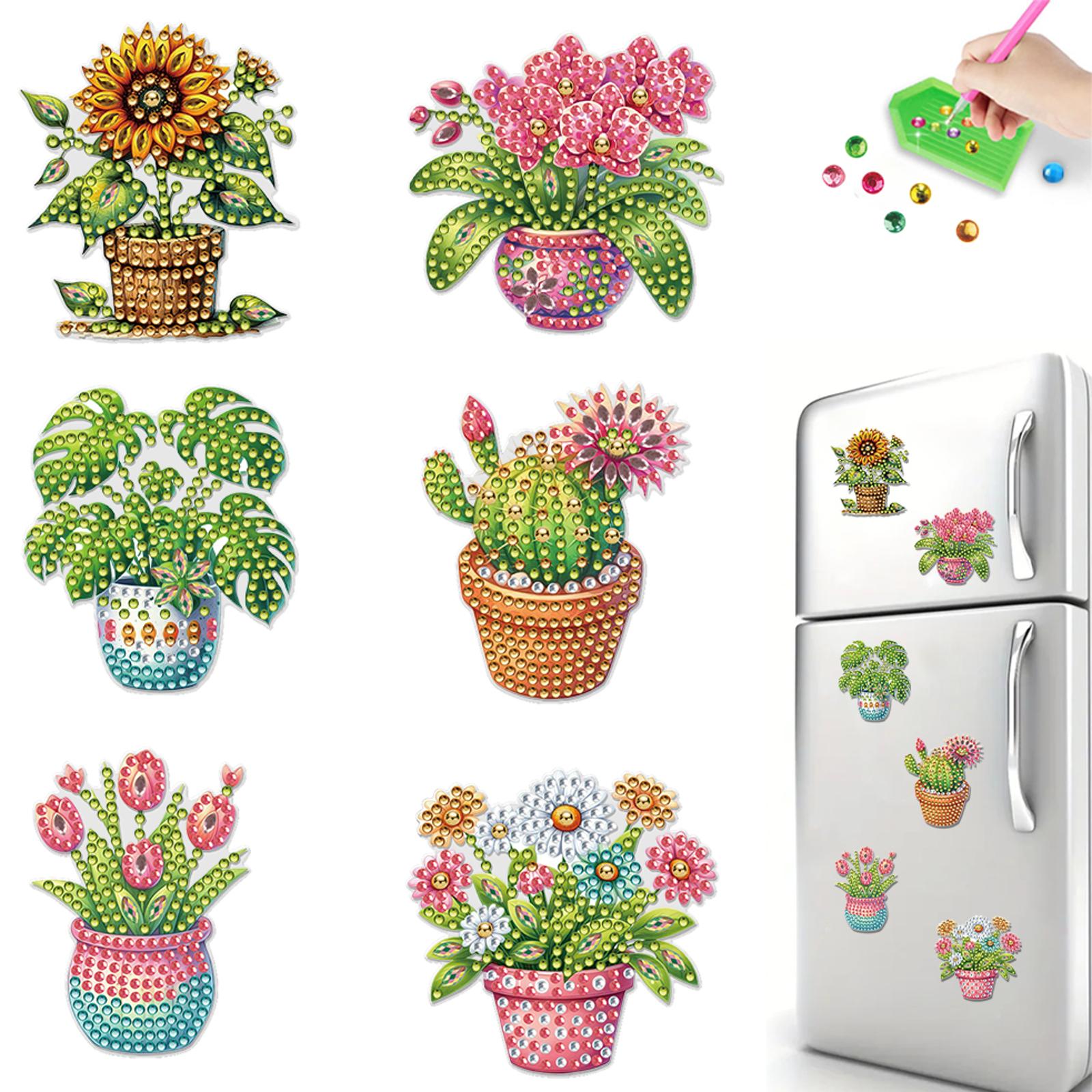 

6 Pcs Diamond Art Fridge Magnet Diamond Art Magnets Decals Diamond Painting Refrigerator Magnet for DIY Crafts Party Gift