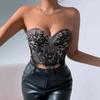 High-End Sexy Lace Eyelash Floral Tube Top for Women 11075