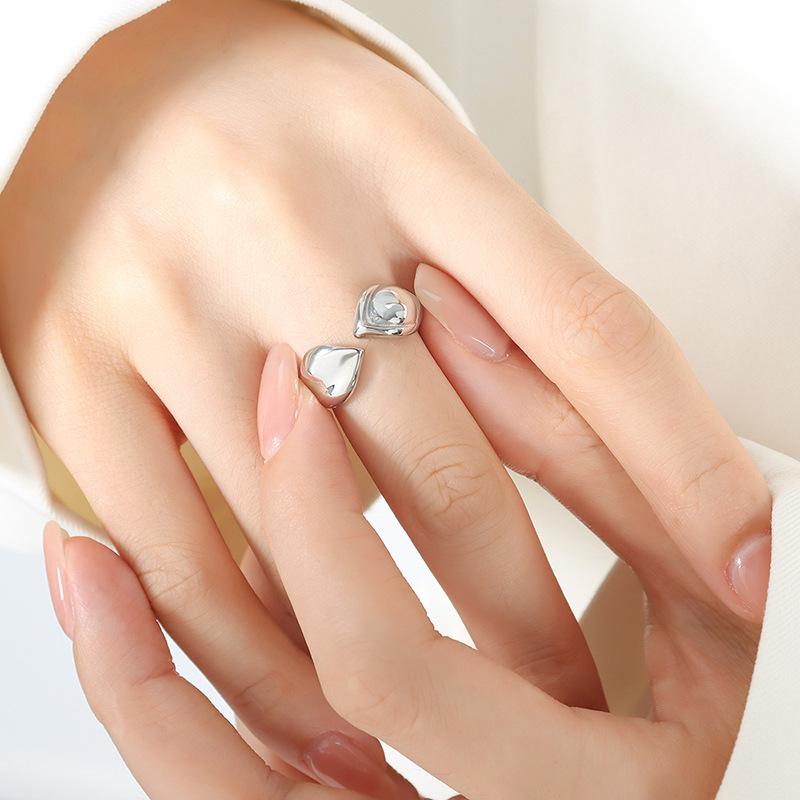 Stylish Titanium Steel Gold-Plated Adjustable Couple Ring Size 7