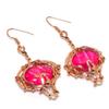 Pink Australian Triplet Opal 999 Copper Wire Wrapped Earrings, Handmade Gemstone Jewelry Earrings For Memorial Day
