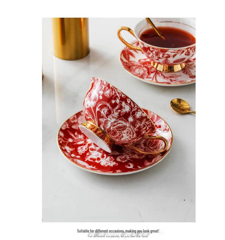 Europäische Leichte Luxus Rose Elegante Knochenporzellan Kaffeetassen - Nischen Ins Stil