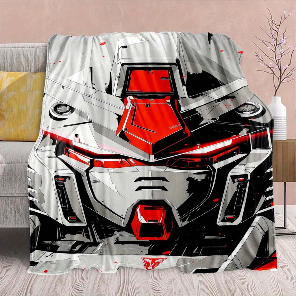 Gundam Anime Flannel Blanket - Soft Warm Perfect for Sofa, Bedding Camping Travel Office Home Decor -QJY