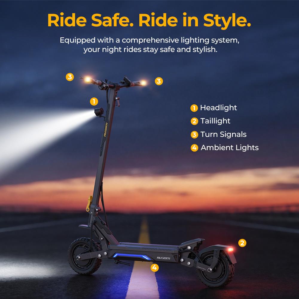 Patinete eléctrico Ausom Gosoul 2 Pro de doble motor, 2x1000W, 48V 18Ah, 10", 60 km/h, 90 km, frenos de disco duales, suspensión delantera dual, NFC.