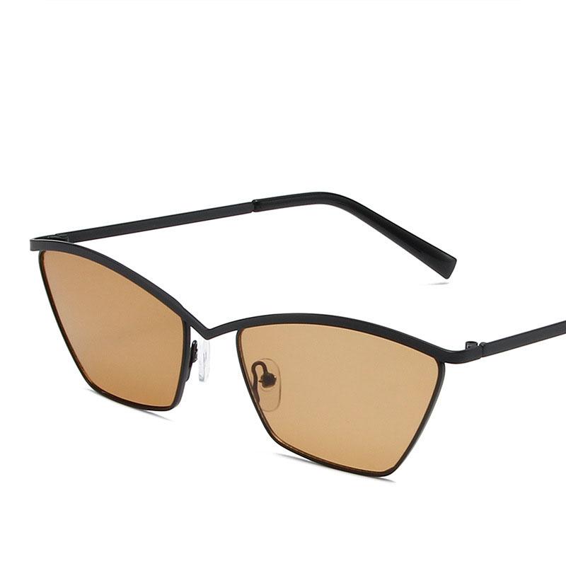 Ikke-polariserte klassiske katteøyne-rektangulære solbriller for kvinner Luksusmerkedesign Mote Vintage metallinnfatning solbriller Retro briller Unisex