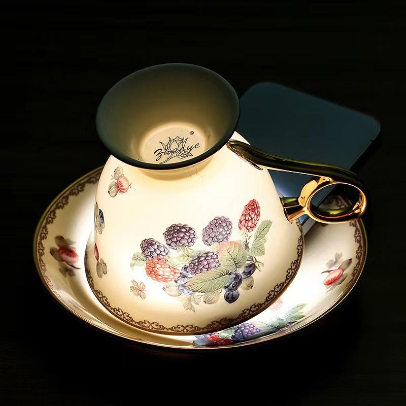 Meidaoye Jing Fruit Coffee Cup Saucer High-End Exquisite Bone China Pair Cup High-End Afternoon Tea Tea Set