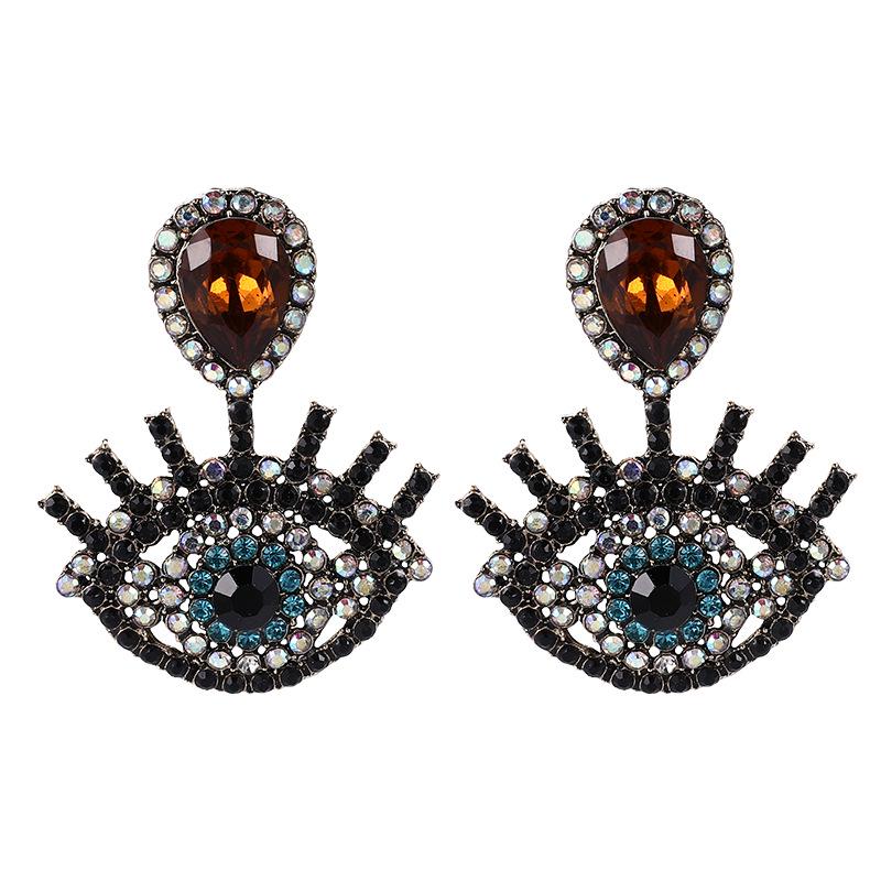 Devil's Eye Drip Oil Alloy Earrings: Trendsetting European & American Street Style