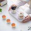 Portable Ceramic Travel Tea Set: One Pot, Three Cups, Custom Logo Option