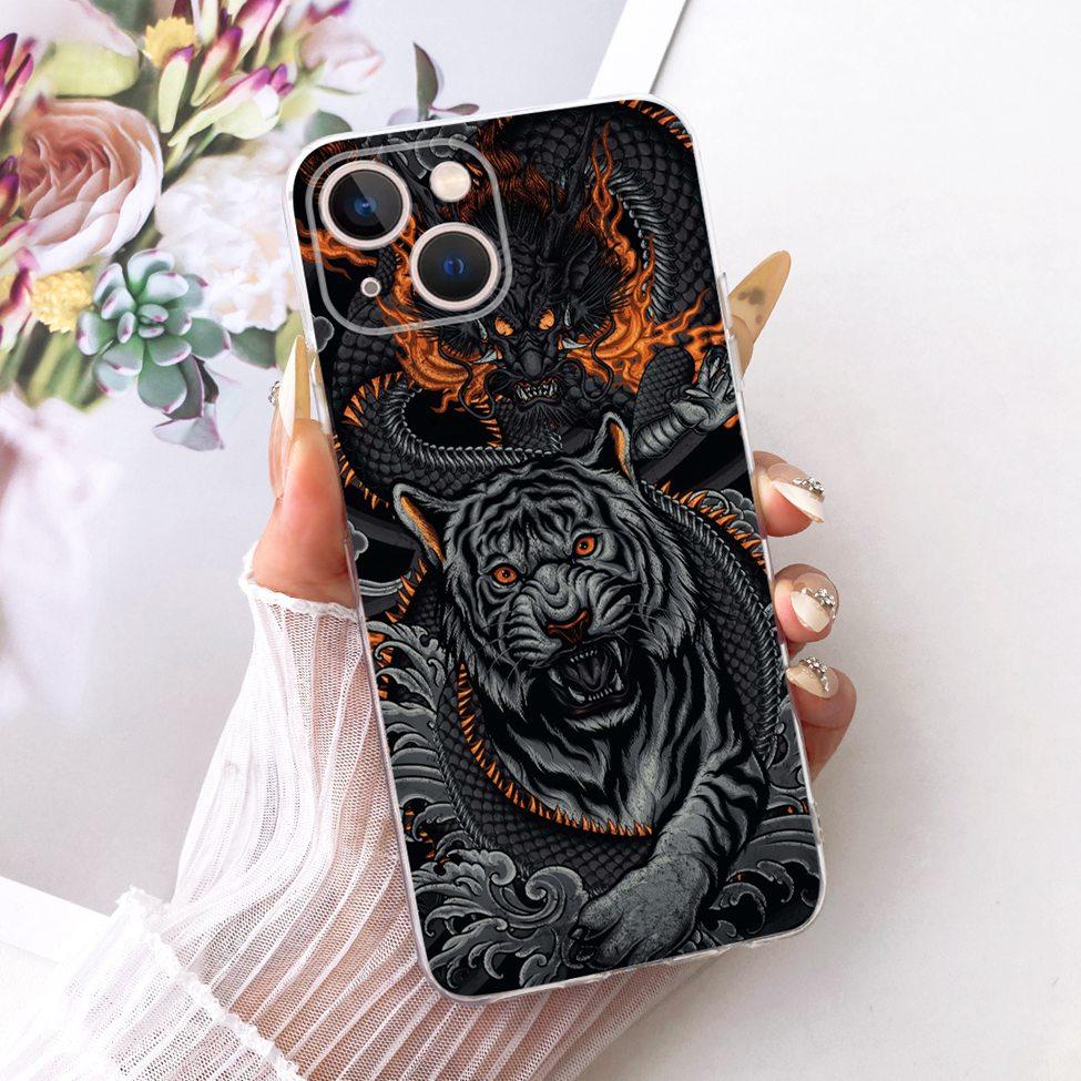 Transparent For iPhone 13 Case Cover Cute Cat Fashion Butterfly Funny Painted Casing A2633 A2482 A2631 A2634 A2635