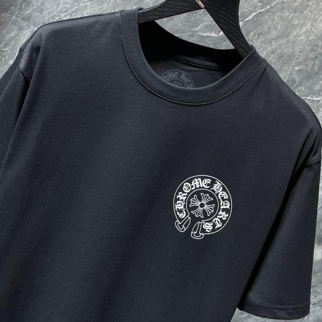 8702 CHROME HEARTS Summer New High Quality Cotton Round Neck Loose Large Size Men's and Women's T-shirt Couple T-shirt