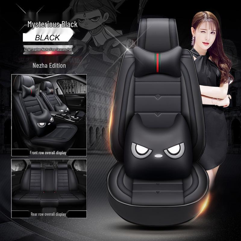 A2 Cartoon Full Leather Car Seat Cushion - New Devil Design