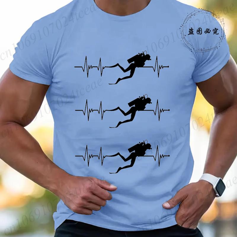 Diver Hearbeat Print TShirt Summer Fashion Tees for Men Women Oneck Casual Short Sleeve Tee Diver Hearbeat Fashion Trendy Tops S