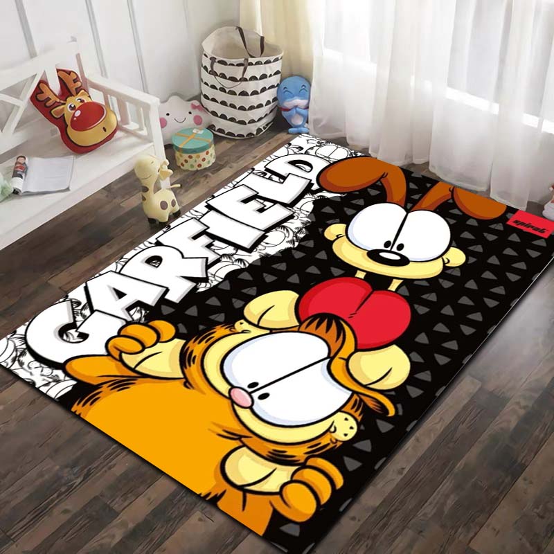 G Garfield Cartoon Cat Print Area Rug Non‑Slip Floor Mat Soft Carpet For Kids Bedroom Living Room Indoor Home Decor Holiday Gift