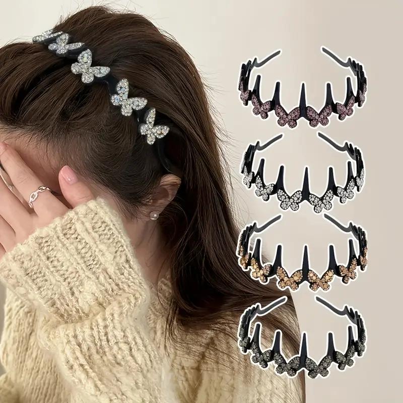 1PCS Wave Headband Female Bangs Broken Hairpin Lazy Braided Headband Simple Fairy All-match Air Non-slip Hairpin Butterfly Headband