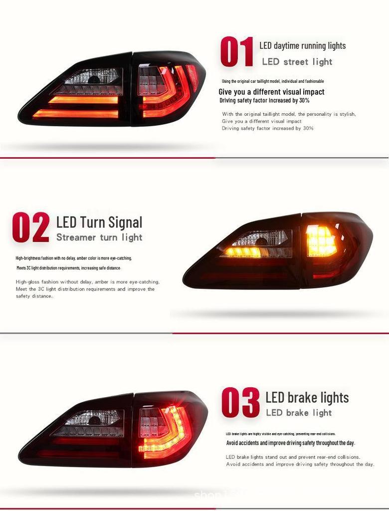 LED Sequential Turn Signal Taillight Assembly for 2009-2015 Lexus RX350/RX450H.