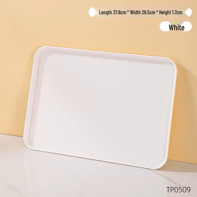 PP Wood Grain Plastic Serving Tray - Rectangular, Food Grade, Round Edges, Commercial Bread Plate.