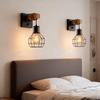 COOINJOY Modern Wood Wall Light Modern Minimalist Restaurant Aisle Lamp Bedroom Bedside Lamp Industrial Wind Decorative Lamp