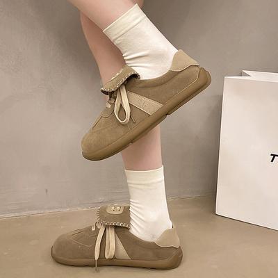 Koreanische Version von Dexun Schuhen für Damen 2025 Herbst neu atmungsaktiv weichsohlig britischer Stil runde Zehenpartie lässige flachsohlige Sportschuhe für Damen