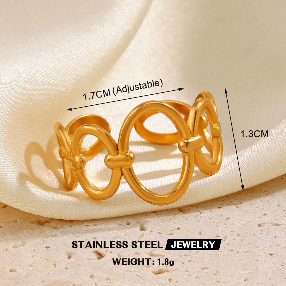 Stainless Steel Heart-Shaped Open Ring for Women - European & American Hip-Hop Style