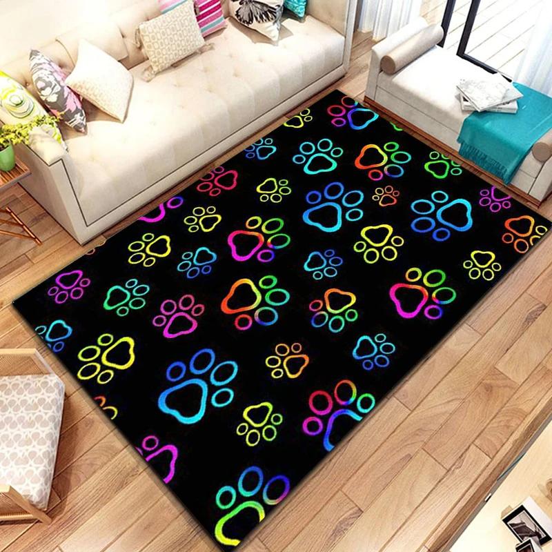 Cartoon Animal Paw Print Carpet Farmhouse Style Indoor Floor Mat Non Slip Area Rug for Living Room Home Decor Entrance Doormat