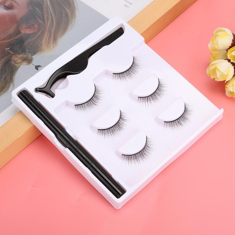 3 Pairs False Eyelashes Magnetic Eyeliner Pen Tweezers Set Eyelashes Makeup Set