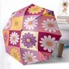 1pc Floral Pattern Automatic Folding Umbrella - Compact 8-Rib Design, Durable Plastic & Iron, Festive Gift, Compact Umbrellan028