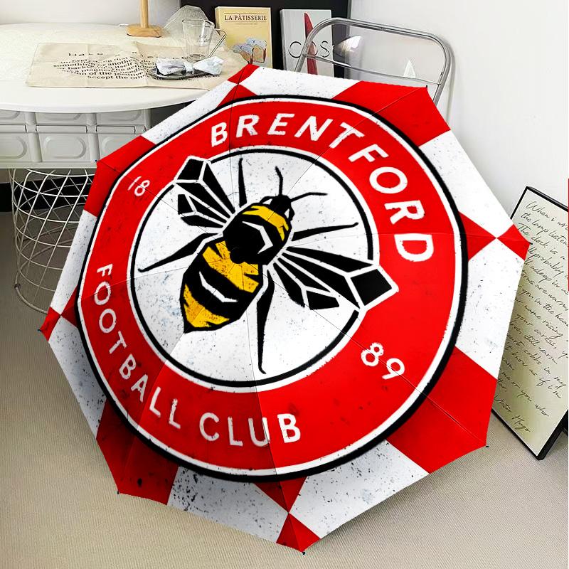 1PC Brentford Football Club Crest Printed Umbrella Folding umbrella, automatic umbrella 8-Frame for Travel, camping Fan gifts Christmas Gifts