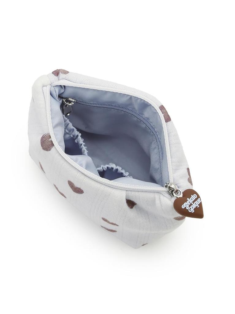 Ribbed Heart Pattern Tissue Pouch PWGB262621 BLU F [Gelato Pique] Women's