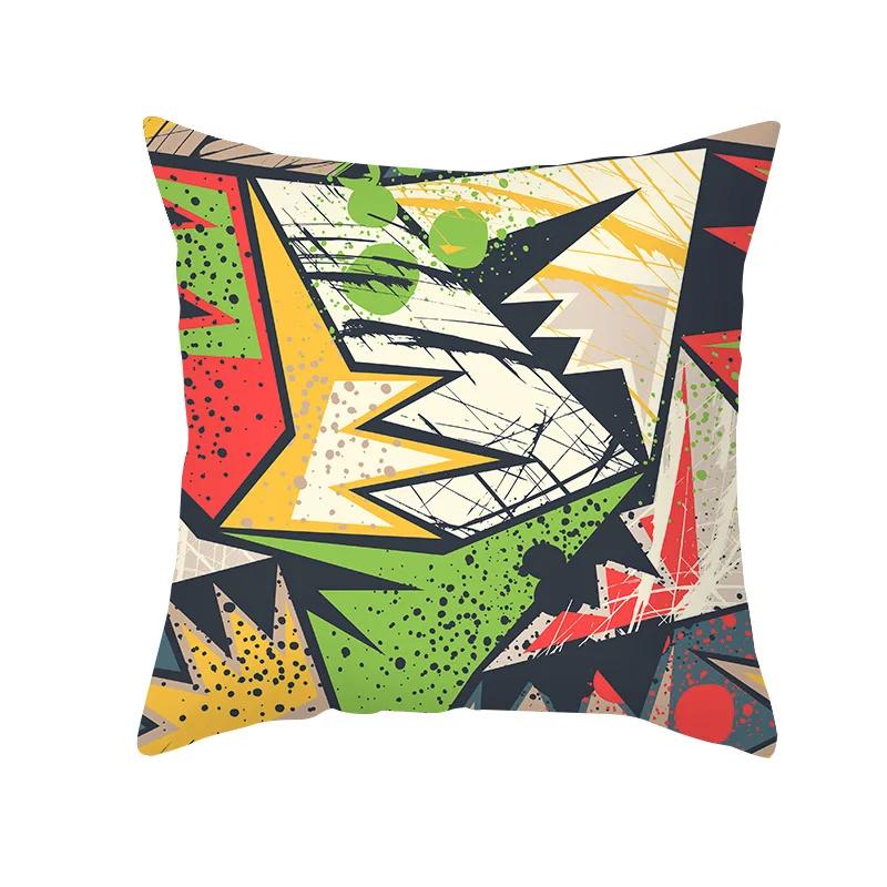 Sofa Office Chair Cushion Cover Luxury Comfortable Flower Pillow Retro Abstract Geometric Printing Pillowcase